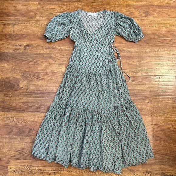 Daughters of India Zuri wrap dress in Sage XS - Picture 3 of 12